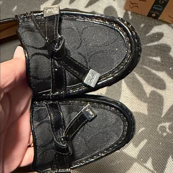 Coach Women's Black Signature patent trim Loafers - Picture 3 of 10